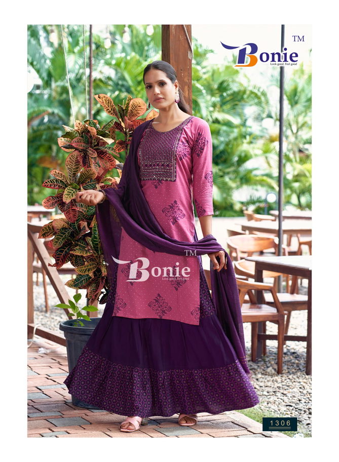 Fiana 13 By Bonie Fancy Rayon Printed Kurti With Bottom Dupatta Wholesale Price In Surat
